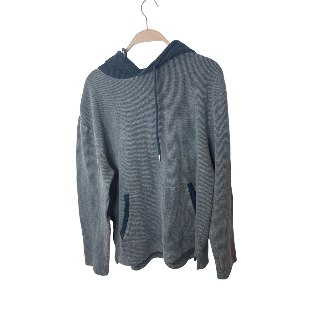 Rodd & Gunn Men's sz L sweatshirt Gray Waffle Knit Hooded Shirt Pullover